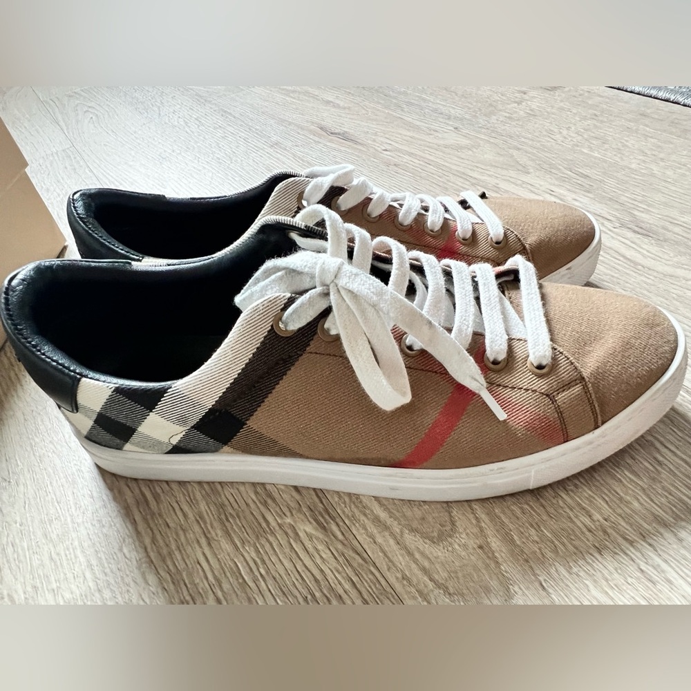 Burberry Beige and Black Canvas Shoes